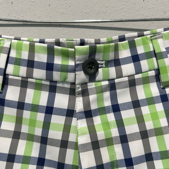Chaps Golf 78 Mens Shorts 32 Checkered Preppy Blue Green Plaid Flat Front - Picture 10 of 16